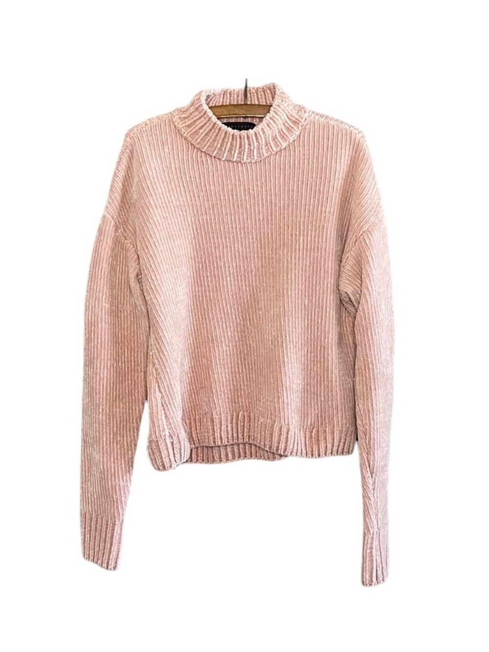 Sanctuary Women's Pink Chenille Mock Neck Sweater Size Medium
